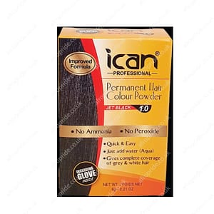 Ican Professional Permanent Hair Color Powder Jet Black 1.0
