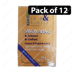 (Pack of 12) Fair and White Savon AHA2 Exfoliating & Unifying Soap 200g