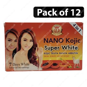 (Pack of 12) Nano Kojic Super White Gluta Papaya Arbutin Soap 160g