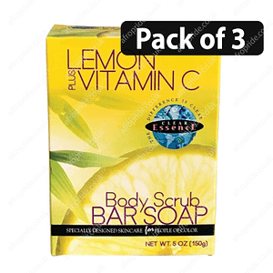 (Pack of 3) Clear Essence Lemon Plus Vitamin C Body Scrub Bar Soap 5oz