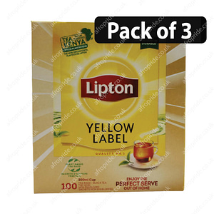 (Pack of 3) Lipton Yellow Label Black Tea (100 Tea Bags x 2g) 200g