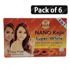 (Pack of 6) Nano Kojic Super White Gluta Papaya Arbutin Soap 160g