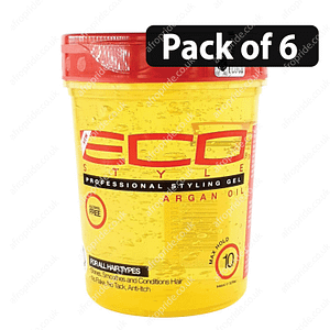 (Pack of 6) Eco Style Styling Gel Argan Oil 32oz
