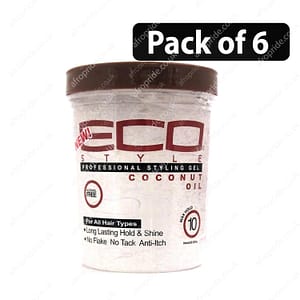 (Pack of 6) Eco Styling Gel Coconut Oil For All Hair Types 32oz