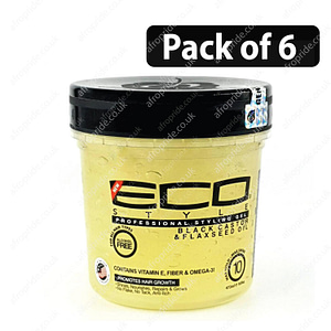 (Pack of 6) Eco Black Castor & Flaxseed Oil Gel 16oz