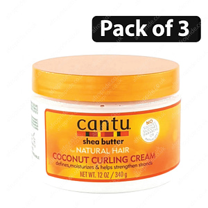 (Pack of 3) Cantu shea butter for Natural Hair Coconut Curling 12oz