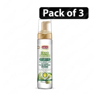 (Pack of 3) African Pride Olive Miracle Anti-breakage Formula Foam Setting Mouse 8.5 fl Oz / 251 ml