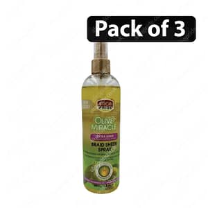 (Pack of 3) African Pride Olive Miracle Extra Shine Braid Sheen Spray 12oz