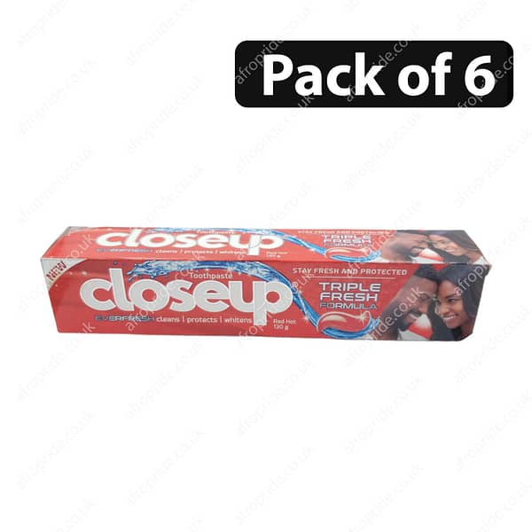 (Pack of 6) Close Up Triple Fresh Formula Toothpaste Red Hot 130g