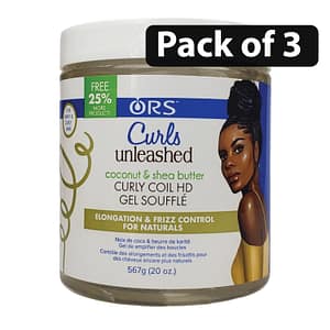 (Pack of 3) ORS Curls Unshealed Coconut & Shea Butter Curly Coil HD Gel Souffle 20oz
