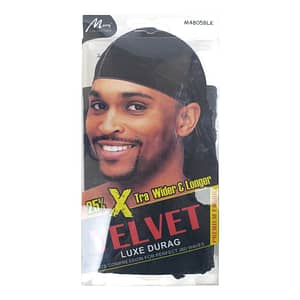 Murry Xtra Wider And Longer Velvet Luxe Durag M4805 Black