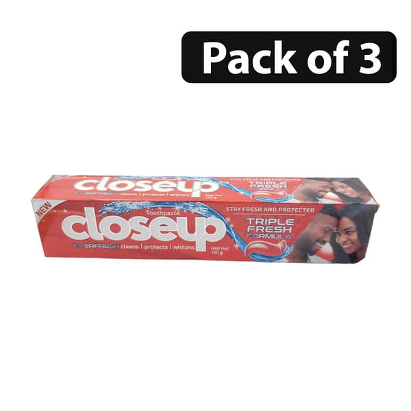(Pack of 3) Close Up Triple Fresh Formula Toothpaste Red Hot 130g