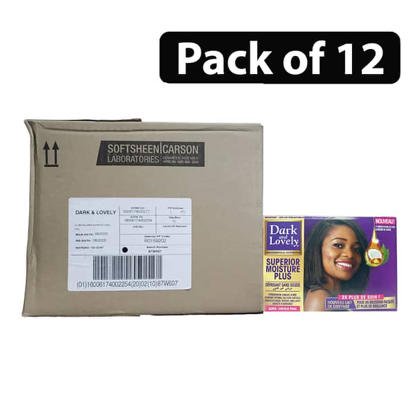 (Pack of 12) Dark & Lovely Superior Moisture Plus No-Lye Relaxer Kit Super
