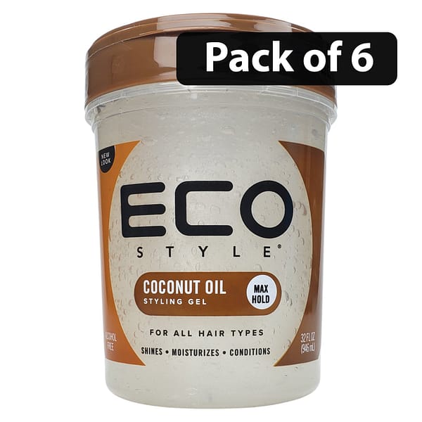 (Pack of 6) Eco Styling Gel Coconut Oil For All Hair Types 32oz