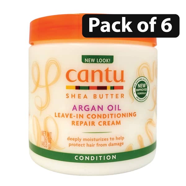 (Pack of 6) Cantu Argan Oil Leave-In Conditioning Repair Cream 16oz453g