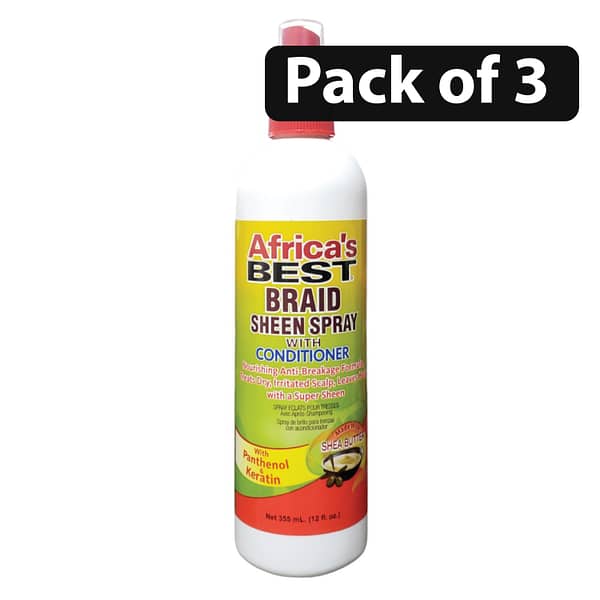 (Pack of 3) Africa's Best Braid Sheen Spray with Conditioner 12oz