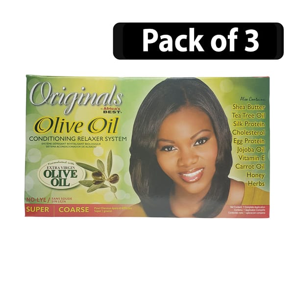 (Pack of 3) Africa's Best Organics Olive Oil Conditioning Relaxer System 1 Complete Applic