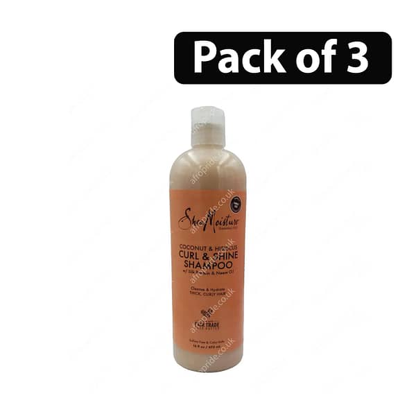 (Pack of 3) Shea Moisture Coconut And Hibicus Curl & Shine Shampoo 16oz