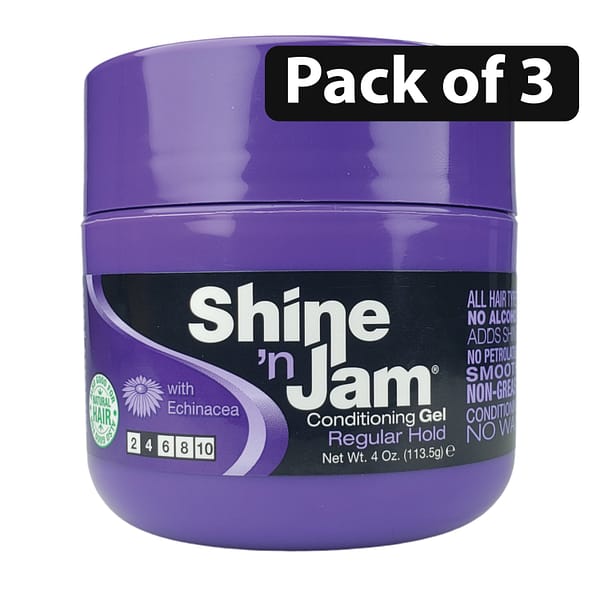 (Pack of 3) Shine 'n Jam Regular Hold Conditioning Gel 4oz (Pack of 3) Shine ‘n Jam Regular Hold Conditioning Gel 4oz