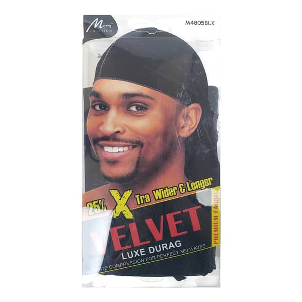 Murry Xtra Wider And Longer Velvet Luxe Durag M4805 Black