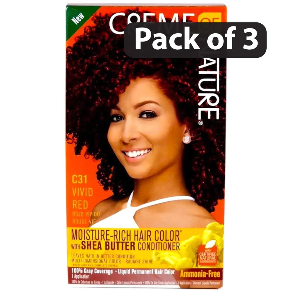 (Pack of 3) Cream of Nature Vivid Red Ammonia Free C31 1 (Pack of 3) Cream of Nature Vivid Red Ammonia Free C31(Pack of 3) Cream of Nature Vivid Red Ammonia Free C31