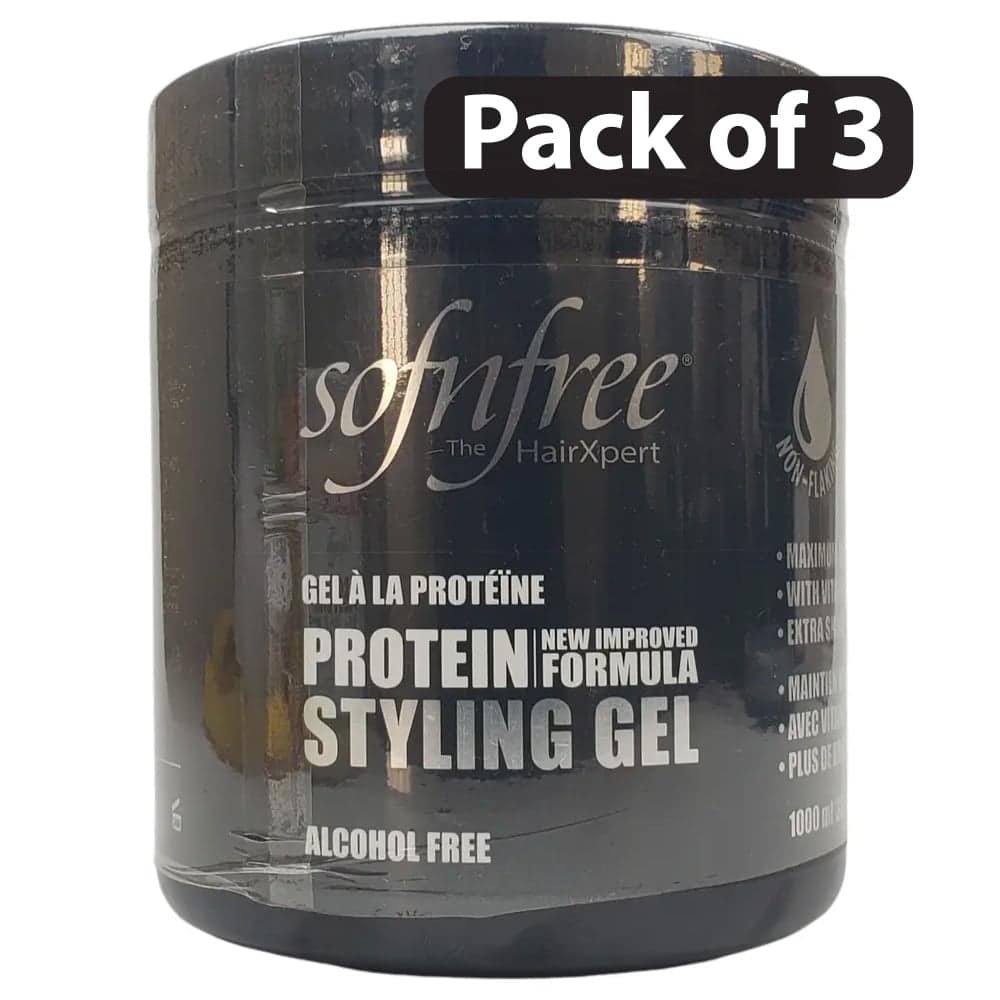 (Pack of 3) Sofnfree Black Protein Styling Gel 1000ml (Pack of 3) Sofnfree Black Protein Styling Gel 1000ml