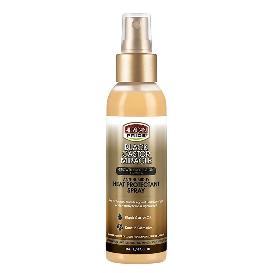 African Pride Black Castor Miracle Heat Protectant Spray 4oz African Pride Black Castor Miracle Heat Protectant Spray 4oz