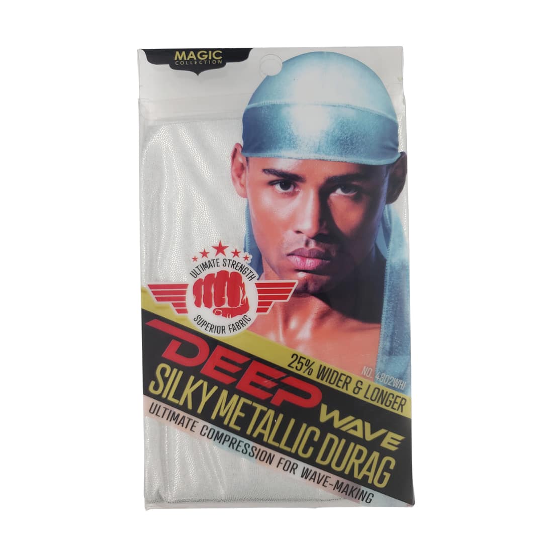 Magic Deep Wave Silky Metallic Durag 4802WHI Magic Deep Wave Silky Metallic Durag 4802WHI