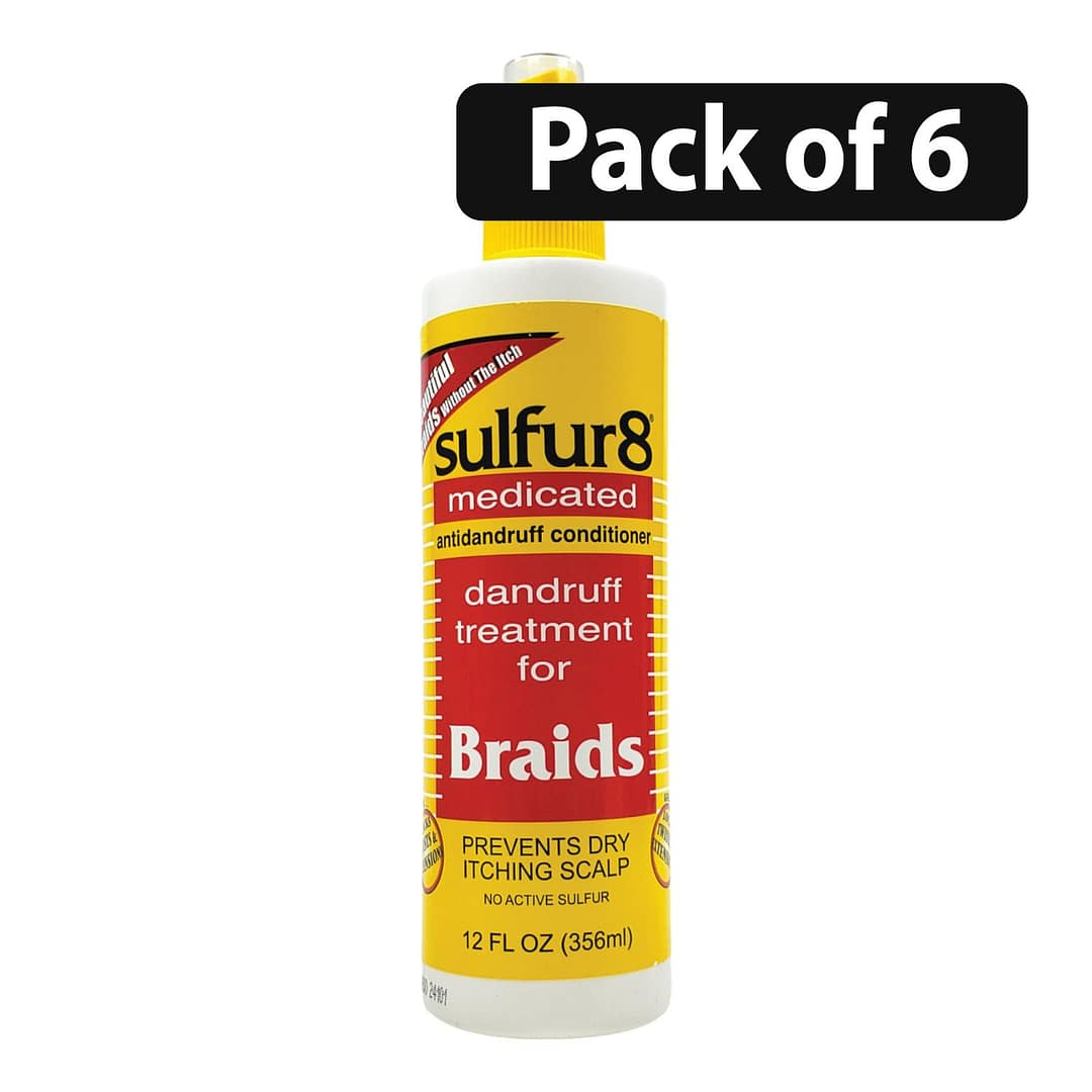 (Pack of 6) Sulfur 8 Anti-Dandruff Conditioner for Braids 356ml 1 (Pack of 6) Sulfur 8 Anti-Dandruff Conditioner for Braids 356ml