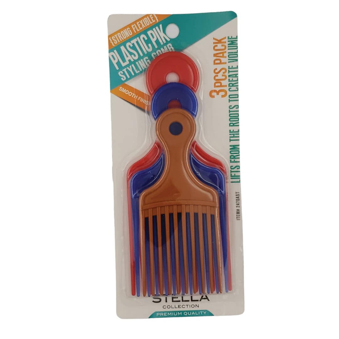 Stella Plastic Pik Styling Comb 3Pcs Pack 2470AST Stella Plastic Pik Styling Comb 3Pcs Pack 2470AST
