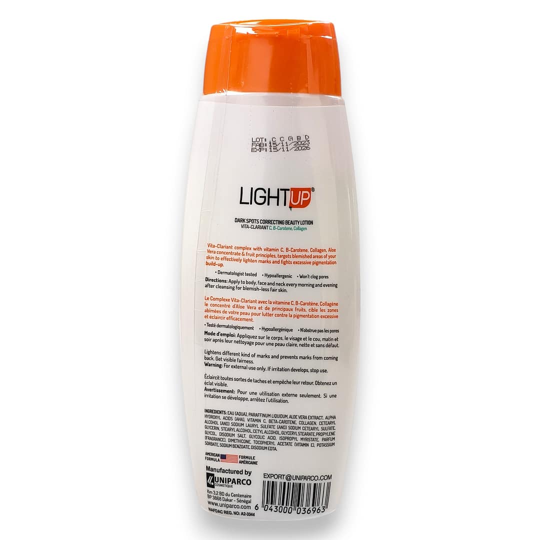 Light Up Dark Spots Correcting Beauty Lotion 400ml Back Light Up Dark Spots Correcting Beauty Lotion 400ml Back