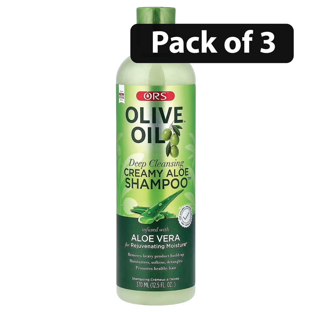 (Pack of 3) ORS Olive Oil Creamy Aloe Shampoo 370ml 1 (Pack of 3) ORS Olive Oil Creamy Aloe Shampoo 370ml