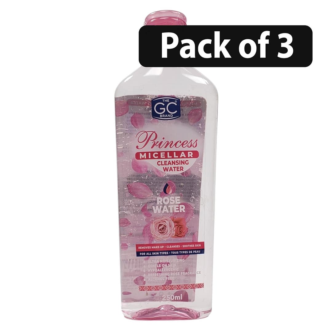 (Pack of 3) The GC Brand Princess Micellar Rose Water Cleansing Water 250ml (Pack of 3) The GC Brand Princess Micellar Rose Water Cleansing Water 250ml