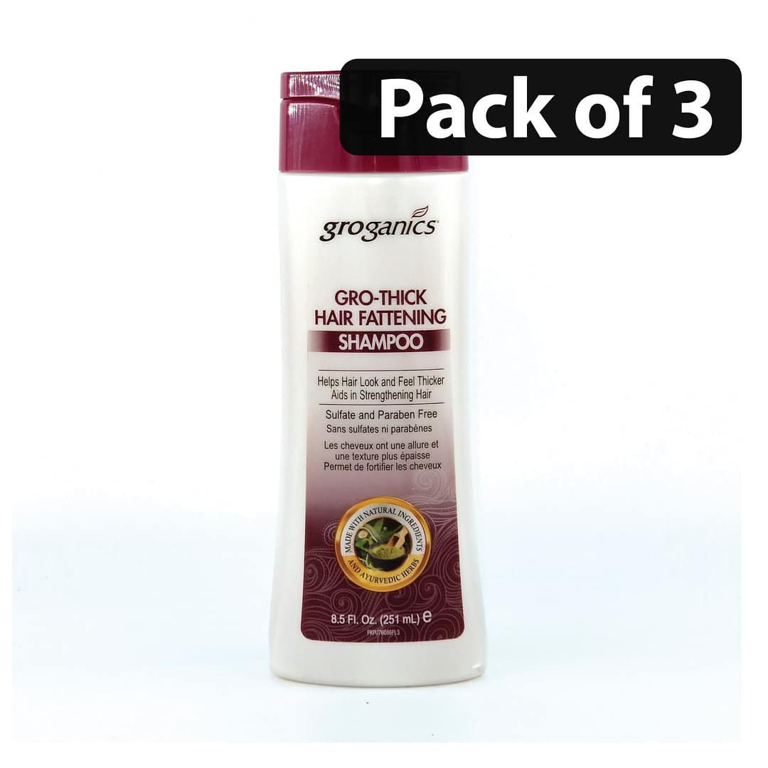 (Pack of 3) Groganics Growthick Hair Fattening Shampoo 8oz (Pack of 3) Groganics Growthick Hair Fattening Shampoo 8oz
