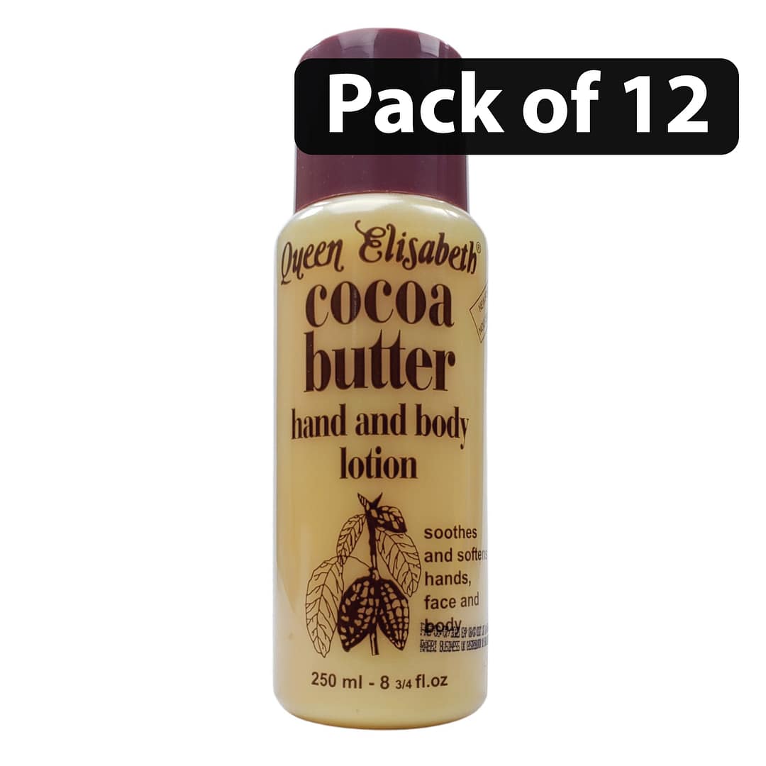 (Pack of 12) Queen Elisabeth Cocoa Butter Hand & Body Lotion 250ml (Pack of 12) Queen Elisabeth Cocoa Butter Hand & Body Lotion 250ml