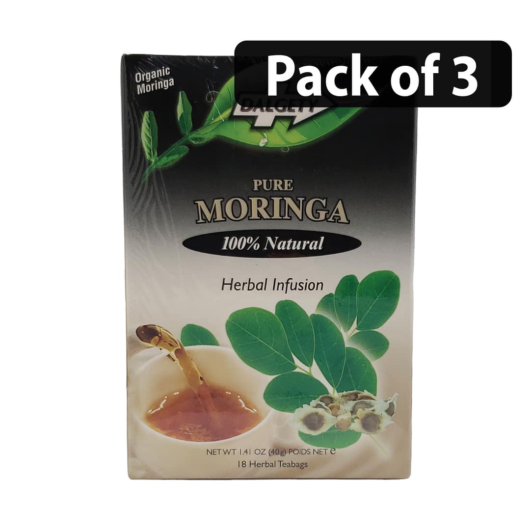 (Pack of 3) Dalgety Organic Moringa Herbal Infusion (18 Herbal Teabags) Pure Moringa (Pack of 3) Dalgety Organic Moringa Herbal Infusion (18 Herbal Teabags) Pure Moringa