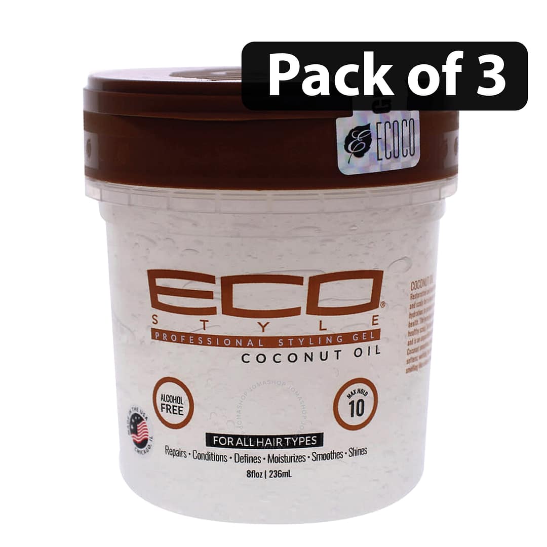(Pack of 3) ECO Styling Gel with Coconut for All Hair Types 8oz