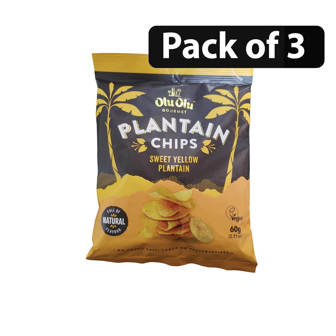 (Pack of 3) Olu Olu Sweet Yellow Plantain Chips 60g (Pack of 3) Olu Olu Sweet Yellow Plantain Chips 60g