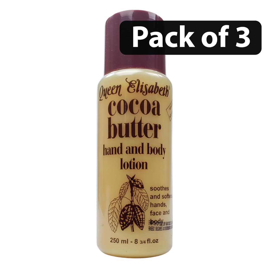 (Pack of 3) Queen Elisabeth Cocoa Butter Hand & Body Lotion 250ml (Pack of 3) Queen Elisabeth Cocoa Butter Hand & Body Lotion 250ml