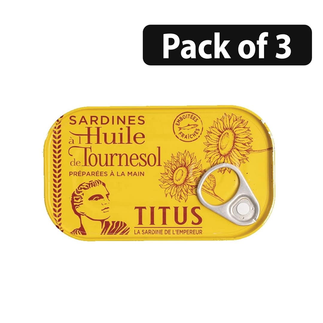 (Pack of 3) Titus Sardines Al Huile De Tournesol 125g (Pack of 3) Titus Sardines Al Huile De Tournesol 125g