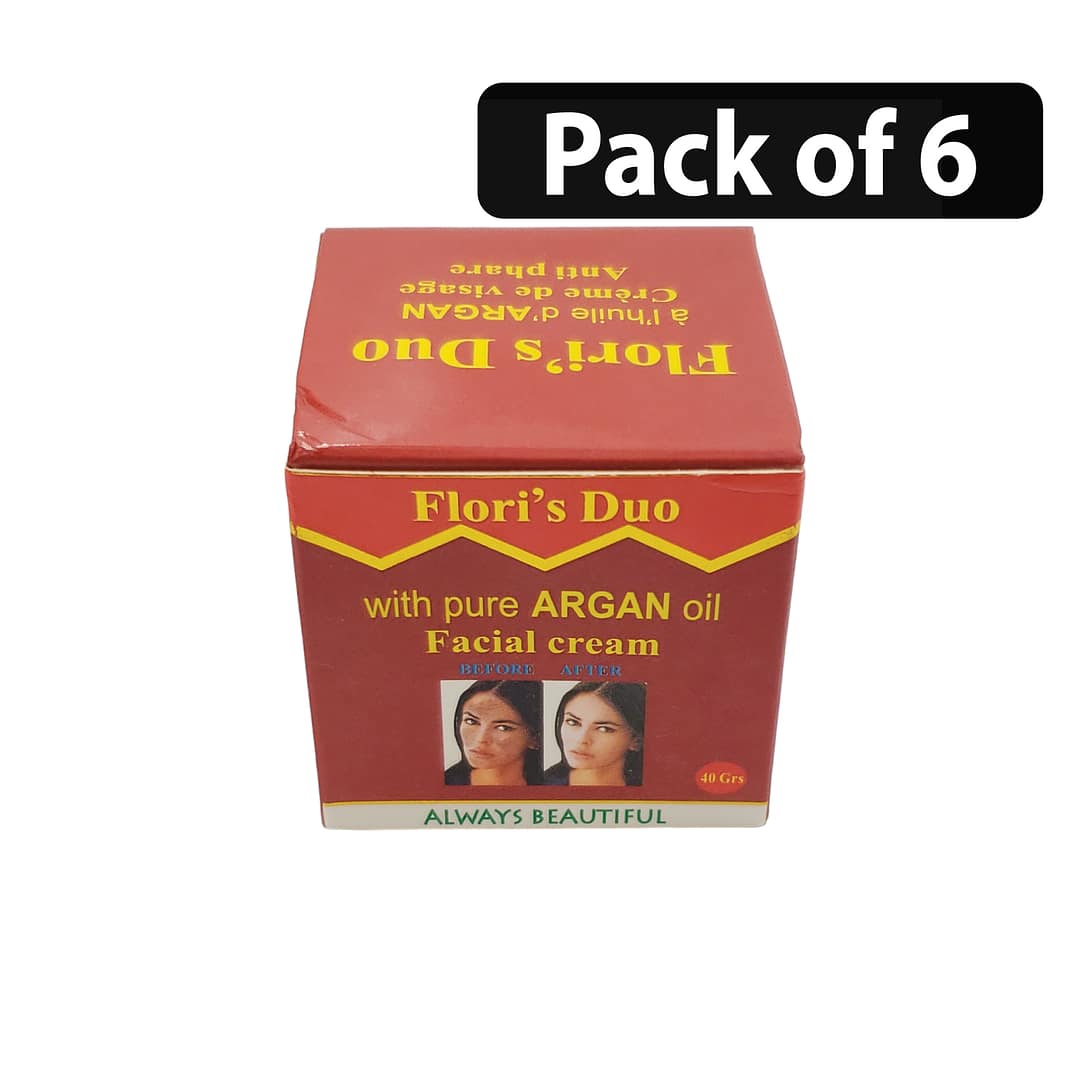 (Pack of 6) Flori's Duo Facial Cream With Pure Argan Oil 40g (Pack of 6) Flori's Duo Facial Cream With Pure Argan Oil 40g