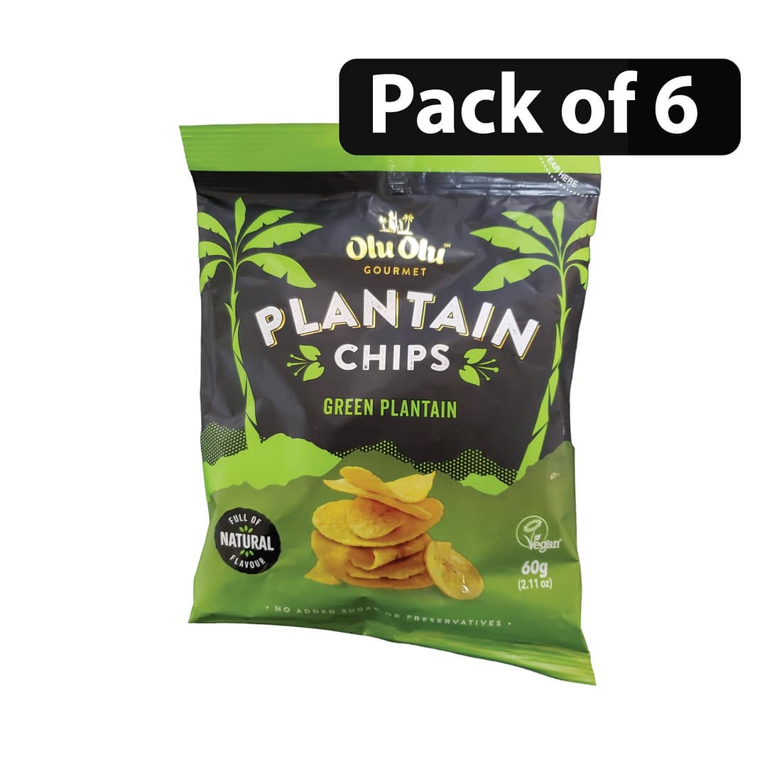 (Pack of 6) Olu Olu Green Plantain Chips 60g (Pack of 6) Olu Olu Green Plantain Chips 60g(Pack of 6) Olu Olu Green Plantain Chips 60g