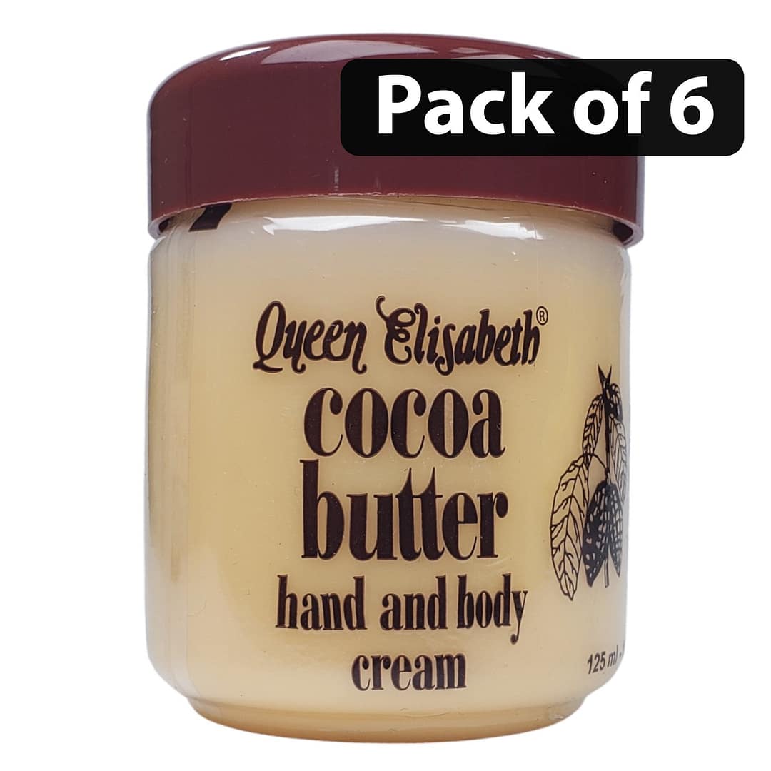 (Pack of 6) Queen Elisabeth Cocoa Butter Hand & Body Cream 125ml (Pack of 6) Queen Elisabeth Cocoa Butter Hand & Body Cream 125ml