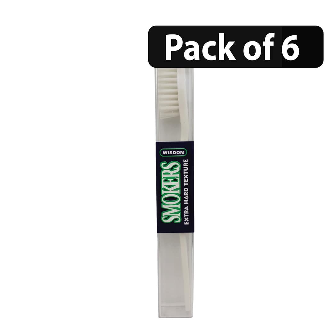 (Pack of 6) Wisdom Extra Hold Texture Toothbrush for Smokers (Pack of 6) Wisdom Extra Hold Texture Toothbrush for Smokers