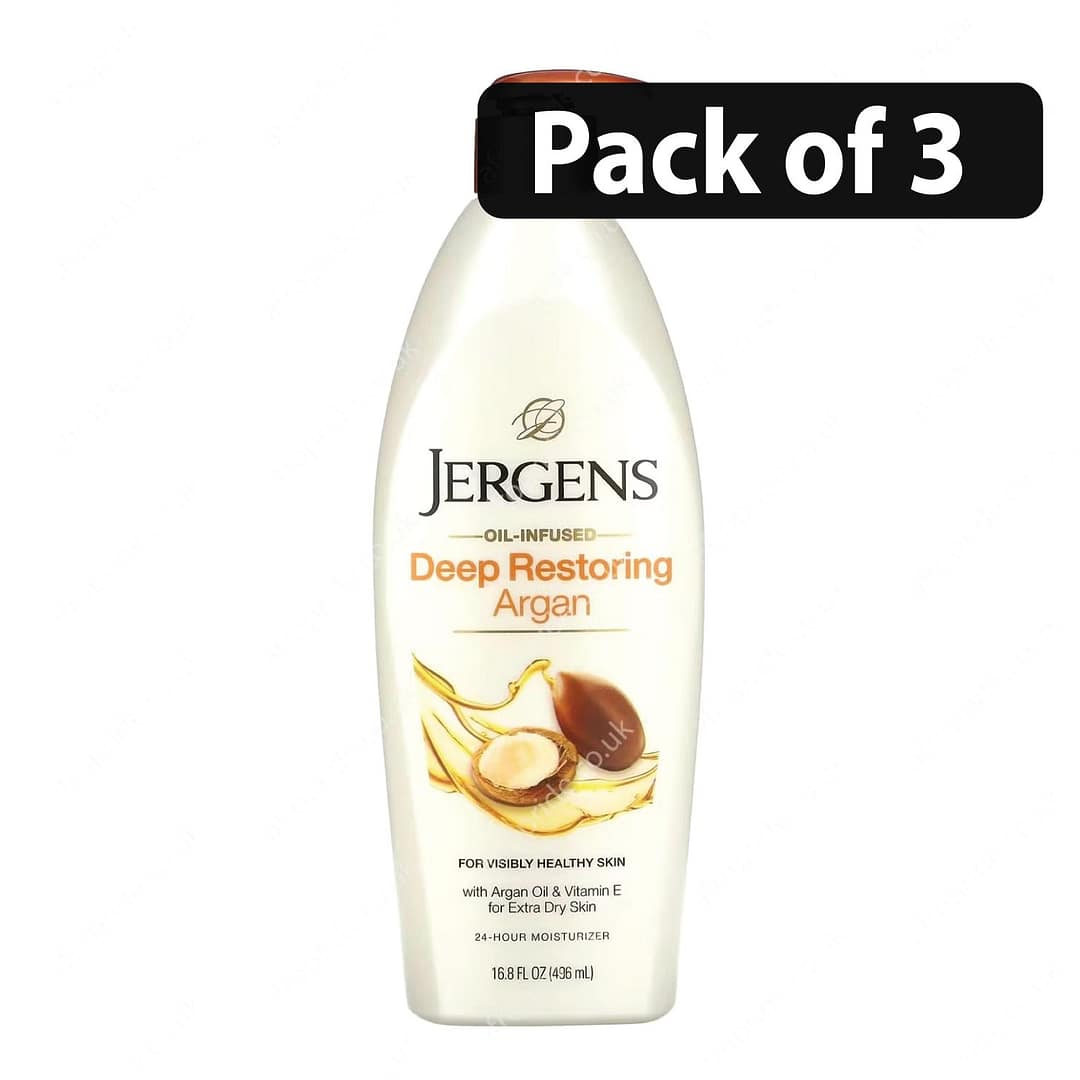 (Pack of 3) Jergens Deep Restoring Argan 24-Hour Moisturizer 16.8oz (Pack of 3) Jergens Deep Restoring Argan 24-Hour Moisturizer 16.8oz