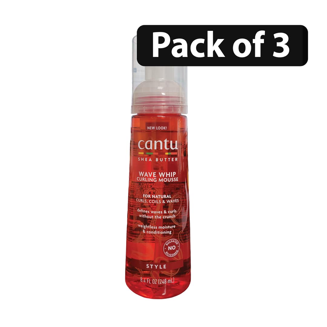 (Pack of 3) Cantu Shea Butter for Natural Hair Wave Whip Curling Mousse 8.4oz (2) (Pack of 3) Cantu Shea Butter for Natural Hair Wave Whip Curling Mousse 8.4oz
