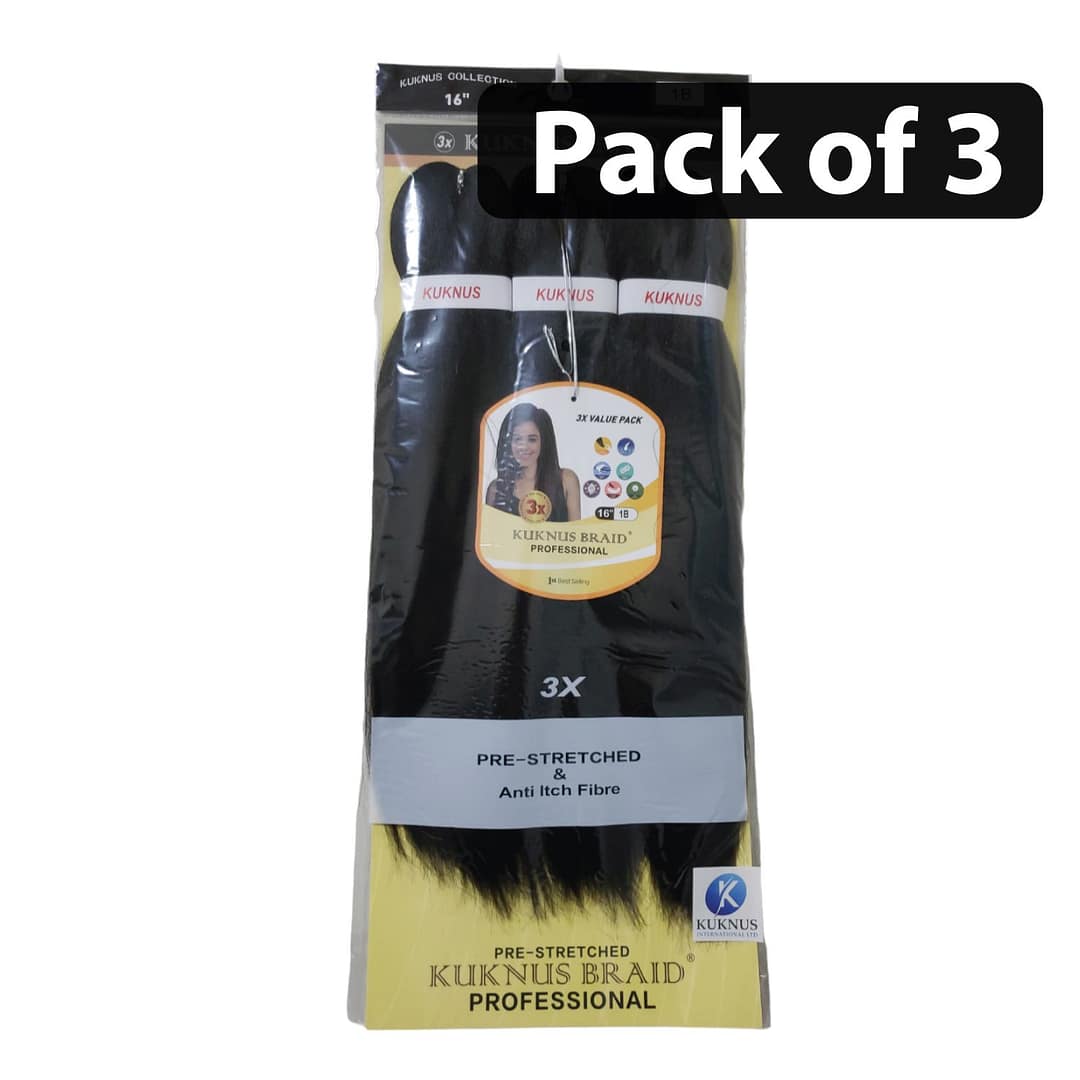 (Pack of 3) Kuknus Collection 3X Braid 16 inches 1 (Pack-of-3)-Kuknus-Collection-3X-Braid-16-inches-1B