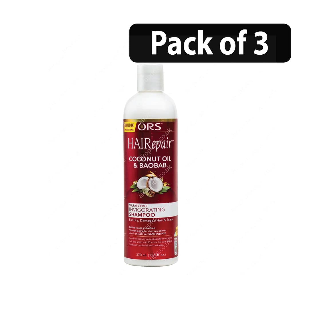 (Pack of 3) ORS Hair Repair Coconut Oil & Baobab Invigorating Shampoo 12.5oz (Pack of 3) ORS Hair Repair Coconut Oil & Baobab Invigorating Shampoo 12.5oz