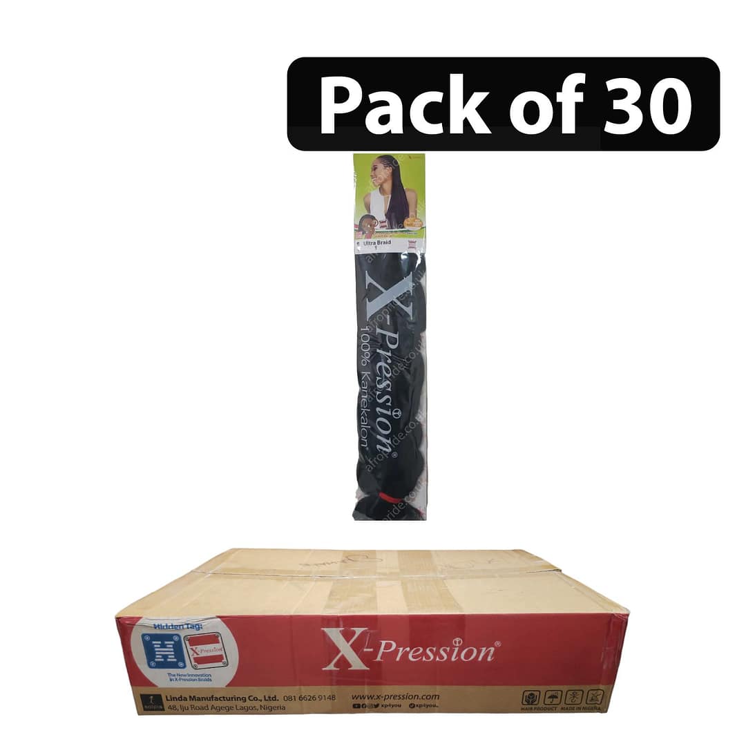 (Pack of 30) Xpression Ultra Braid 100% Kanekalon 1 (Pack of 30) Xpression Ultra Braid 100% Kanekalon 1
