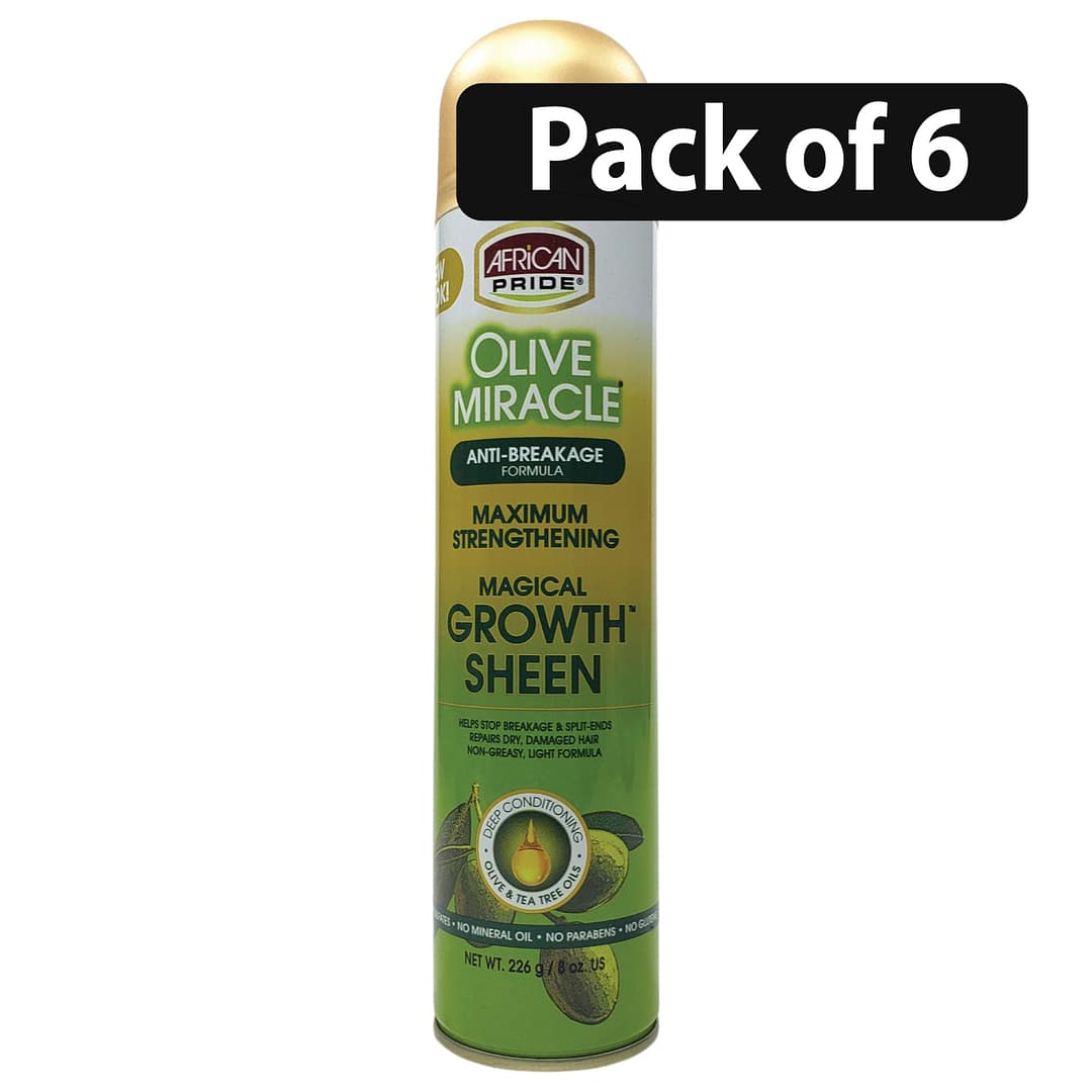 (Pack of 6) African Pride Olive Miracle Magical Growth Sheen Spray 8oz (2) (Pack of 6) African Pride Olive Miracle Magical Growth Sheen Spray 8oz